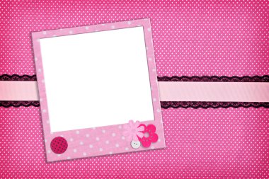 Pembe polka dot arka plan üzerinde fotoğraf çerçevesi
