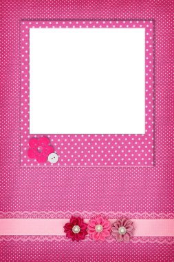 Pembe polka dot arka plan üzerinde fotoğraf çerçevesi