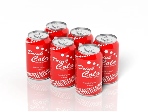 Colección de envases 3D de latas de cola aisladas en blanco —  Fotos de Stock