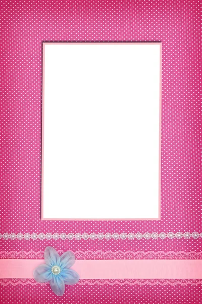 Photo frame on pink polka dot background — Stock Photo, Image