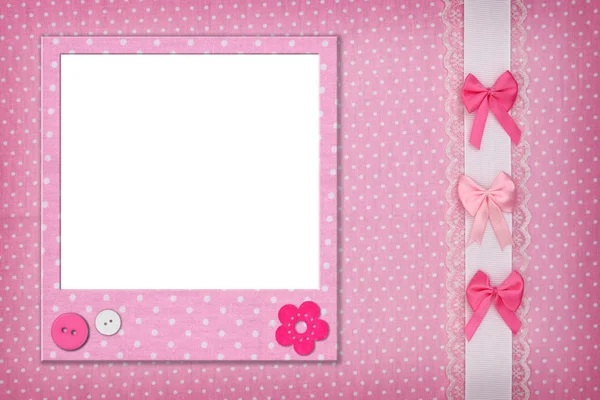 Foto rámeček na pozadí růžový polka dot — Stock fotografie
