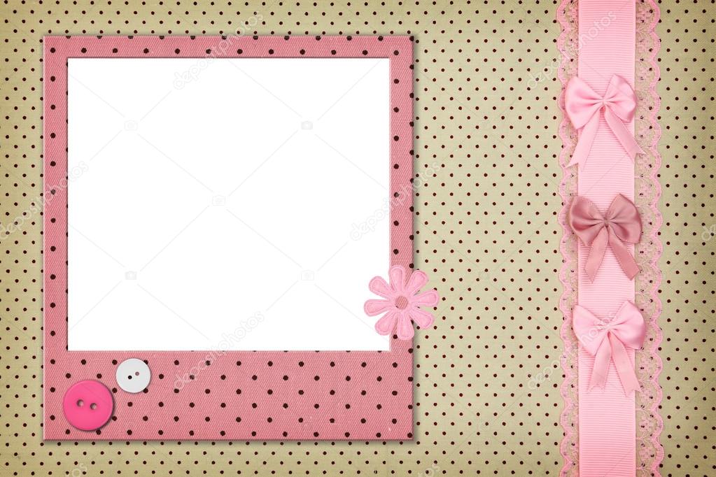 Photo frame on polka dot background