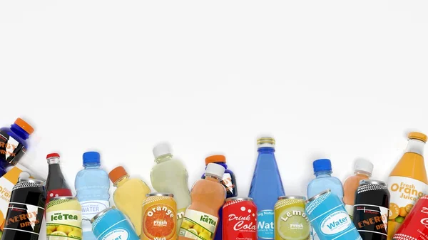 Grupo de varios refrescos aislados en blanco — Foto de Stock