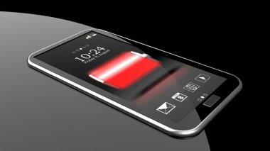 Tam dolu pil göstergesi ekranda siyah izole ile Smartphone