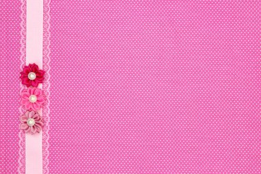 Şerit ve çiçek pembe polka dot Tekstil arka plan