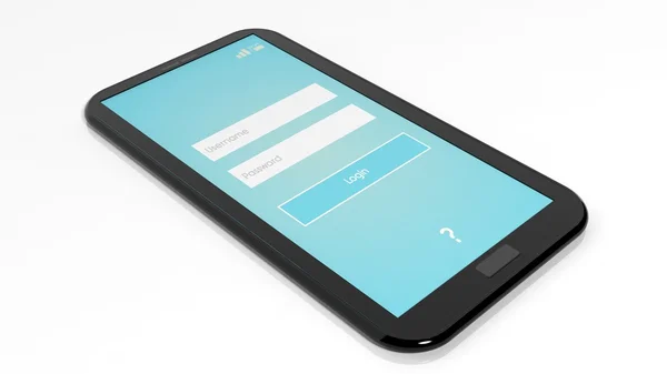 Smartphone con pantalla de inicio de sesión aislada en blanco — Foto de Stock