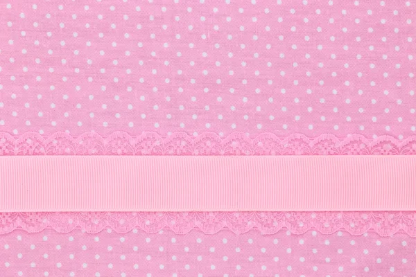 粉红色的复古波尔卡圆点纺织背景 — 图库照片
