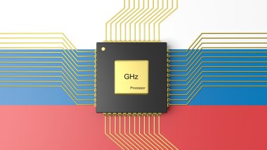 Bilgisayar Cpu Rusya arka plan bayrak ile
