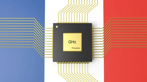 CPU ordenador con bandera de Francia antecedentes — Foto de Stock