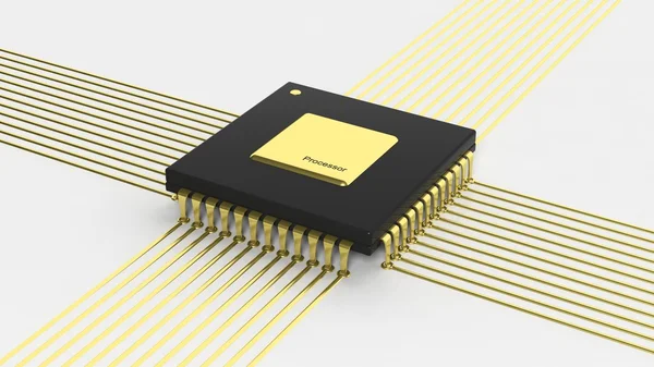 Microchip számítógép Cpu elszigetelt fehér background — Stock Fotó