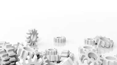 Beyaz arka plan üzerinde izole cogwheels yığını