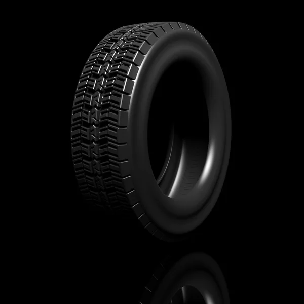 黑轮胎上孤立的黑色背景 — 图库照片