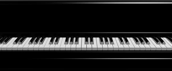Tasti di pianoforte nero vista frontale, sfondo primo piano — Foto Stock
