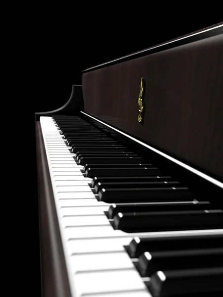 Dark brown piano, keys close seup side view — стоковое фото