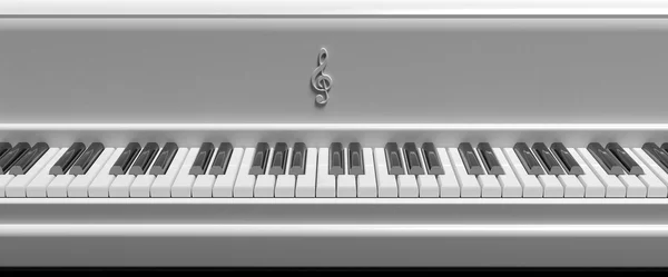 Vista frontal das teclas de piano branco, fundo close-up — Fotografia de Stock