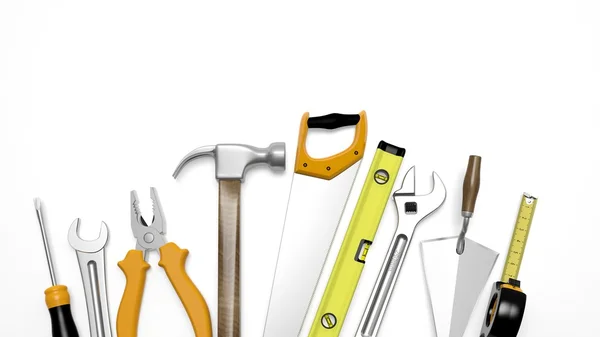 Divers outils isolés sur fond blanc — Photo
