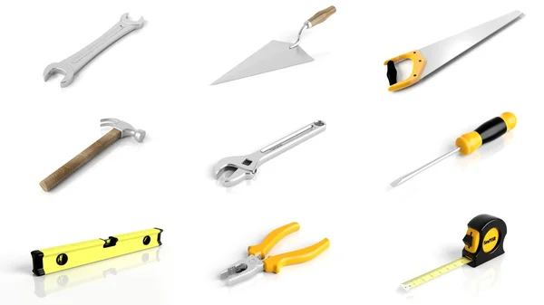 Collection d'outils isolés sur fond blanc — Photo