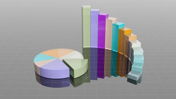 Bunte 3D-Business-Rundbalken und Tortendiagramme Infografik — Stockfoto