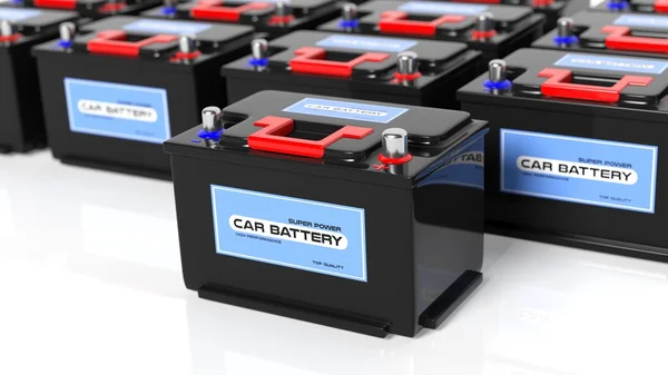 Autobatterien, isoliert auf weißem Hintergrund — Stockfoto