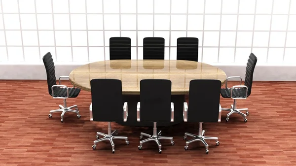 内部的会议室圆桌会议与现代办公 — 图库照片