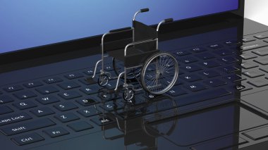Tekerlekli sandalye siyah dizüstü klavye, kavramsal
