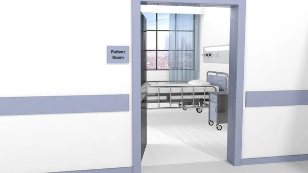 ドアを開放廊下から病院病室ビュー — ストック写真