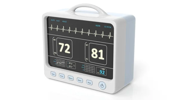Patiënt monitor apparaat close-up, geïsoleerd op witte achtergrond — Stockfoto