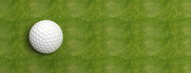Golf ball on green turf banner clipart