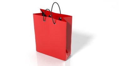 Kırmızı alışveriş çantası beyaz arkaplanda izole edildi