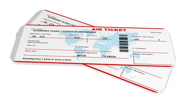 Flugtickets isoliert auf weißem Hintergrund — Stockfoto