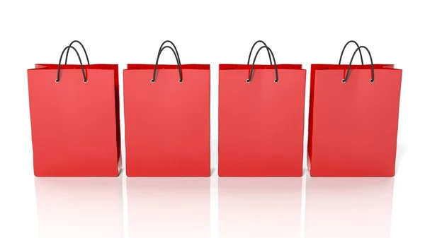 Red blank shopping bags isolated on white background — Stock Photo, Image