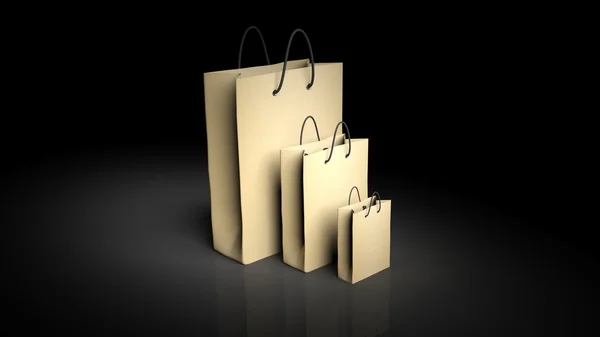 Paper shopping bags isolated on black background — Stock Photo, Image