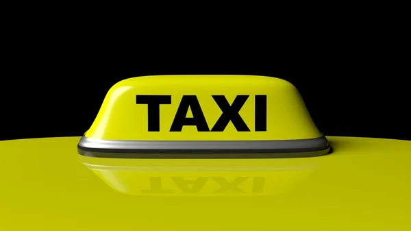 Yellow taxi car roof with sign isolated on black background — Stock Photo, Image