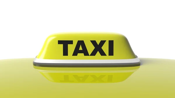 Yellow taxi car roof with sign isolated on white background — Stock Photo, Image