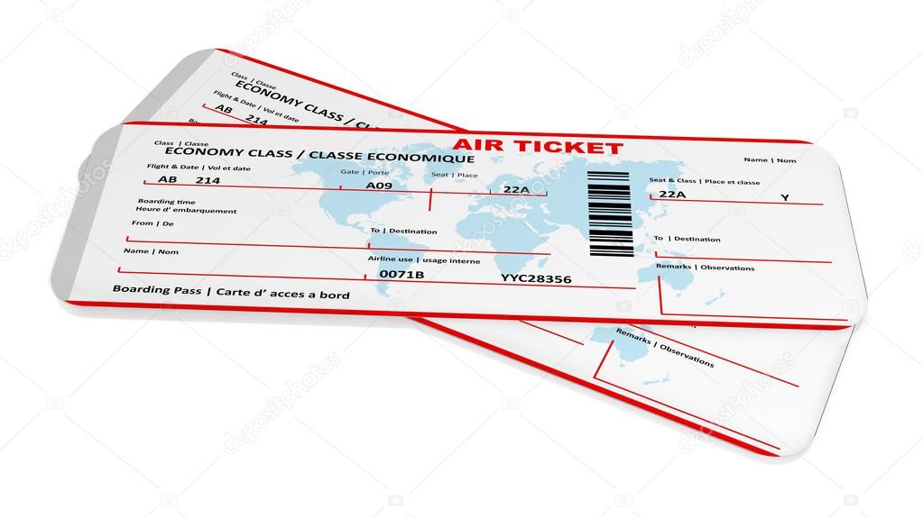 Air tickets isolated on white background