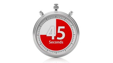Gümüş Chronometre 45 saniye ayarlamak beyaz izole