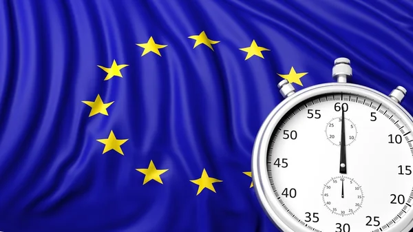 Flaga Unii Europejskiej z chronometr — Zdjęcie stockowe