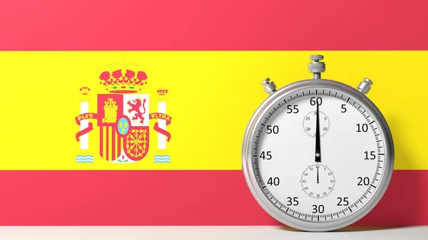 Vlag van Spanje voeren met chronometer — Stockfoto