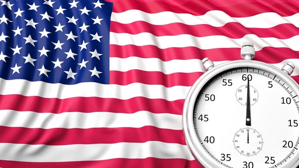 Flag of USA with chronometer — Stock Photo, Image