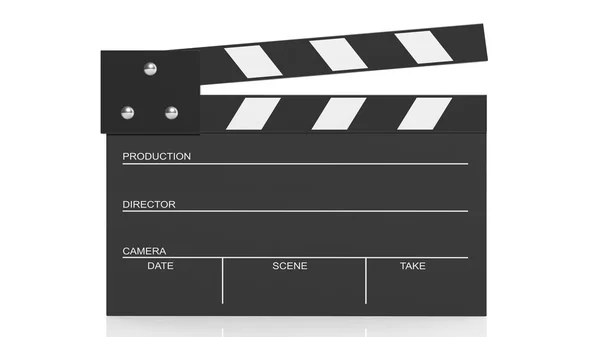 Black blank clapperboard isolated on white background — Stock Photo, Image