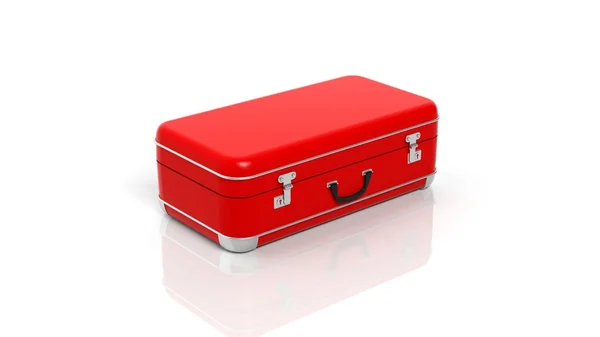 Red travel suitcase isolated on white background — Stock Photo, Image