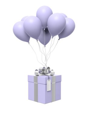 Grup izole bağlı hediye kutusu boş balonlarla