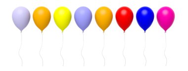 Grup üst üste beyaz izole renkli boş balon