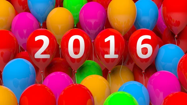 Fundo balões coloridos com 2016 texto — Fotografia de Stock