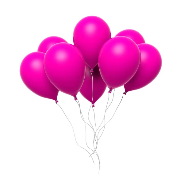 Gruppe von bunten rosa leere Luftballons isoliert auf weißem Hintergrund — Stockfoto