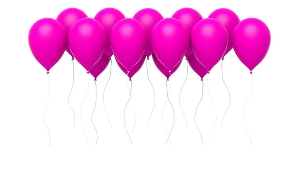 Grupp av färgglada rosa blank ballonger isolerad på vit bakgrund — Stockfoto