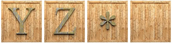 Grupa drewniane litery Yz oprawione, na białym tle — Zdjęcie stockowe