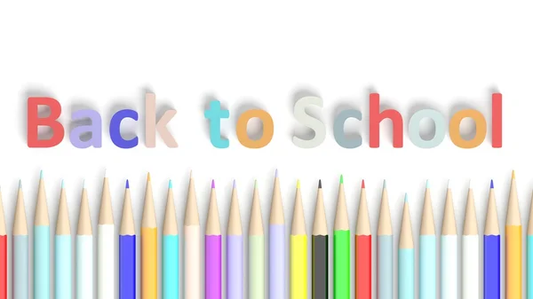 Színes ceruza-iskola szöveg, fehér fonákkal — Stock Fotó