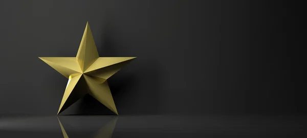 Golden star icon with reflection,isolated on black background — Stock Photo, Image