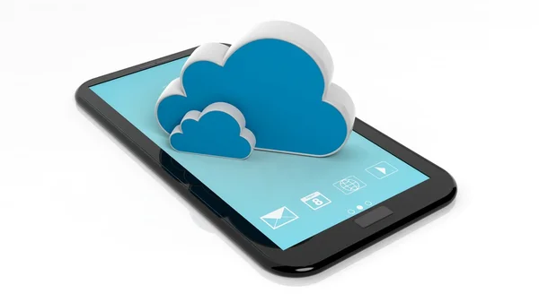 Wolkensymbol auf Tablet, isoliert auf weißem Hintergrund — Stockfoto